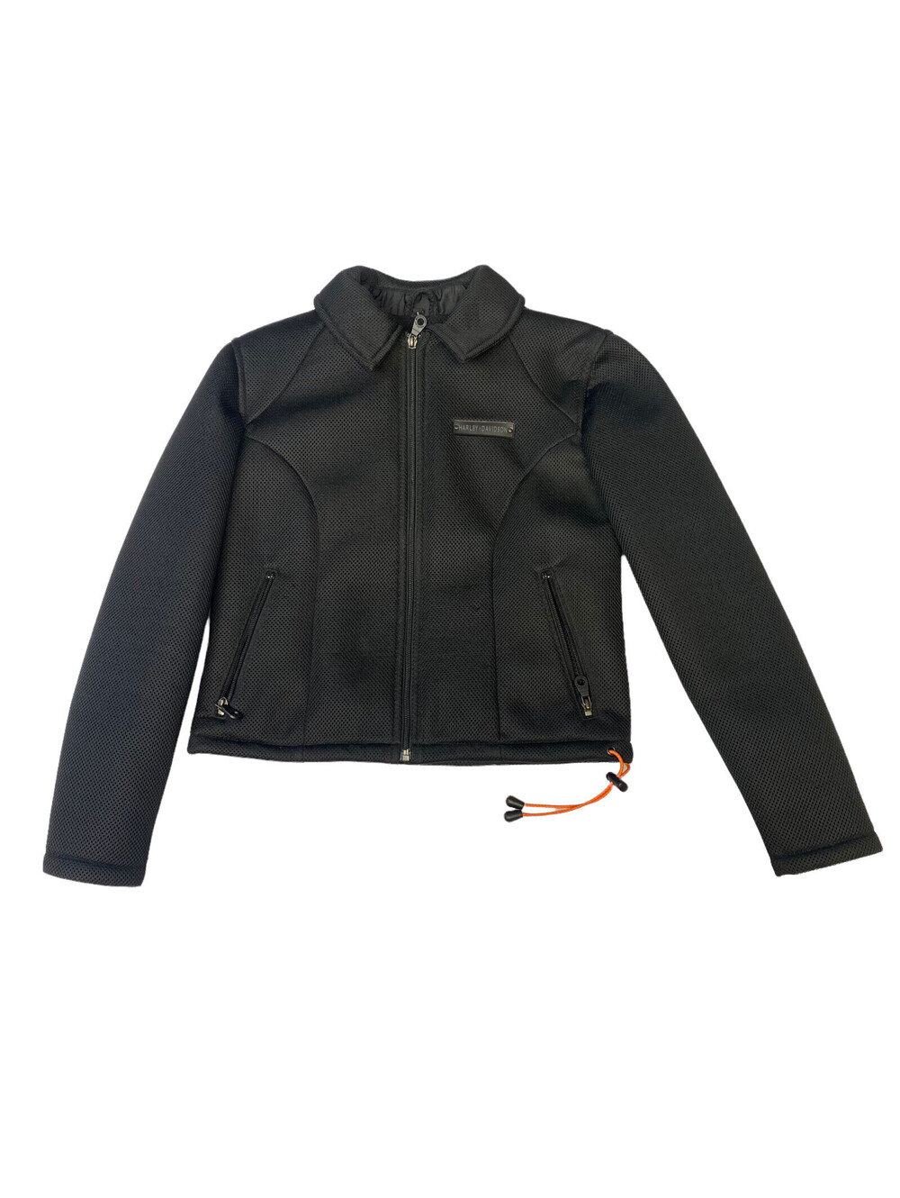 Harley Davidson Women's Jacket Small Black Zip Up Short Cinch Waist Casual